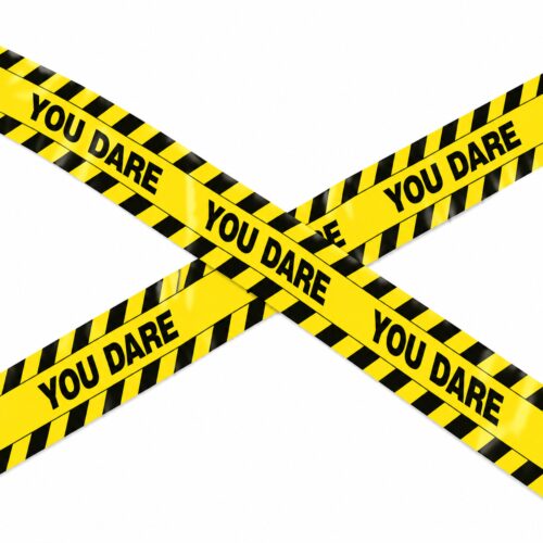 Halloween afzetlint You Dare 75 mm x 6 meter zwart/geel