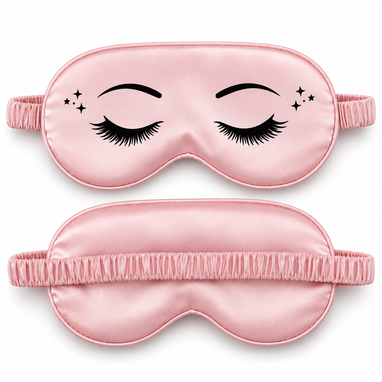 Slaapmasker wimpers met sterretjes - Satijn - Roze - Afbeelding 3