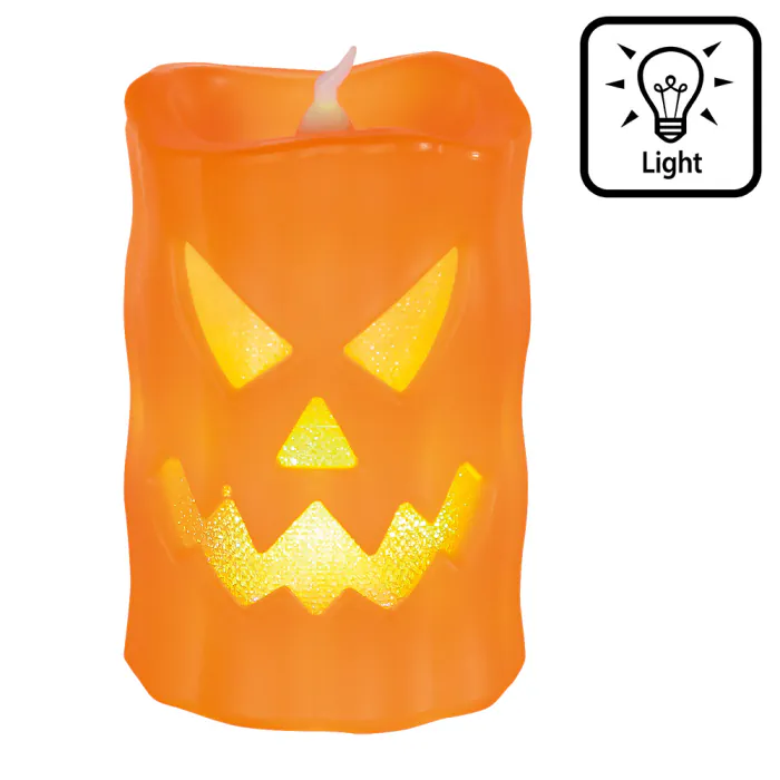 LED decoratie kaars pompoen - Halloween -10 x 6 cm - Afbeelding 2