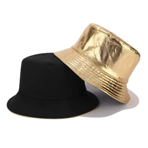 Reversible bucket hat glanzend goud