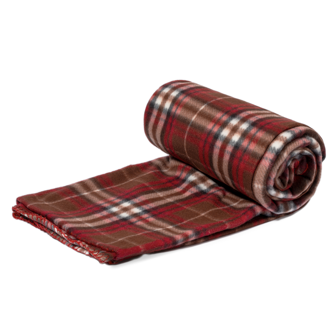 RPET fleece deken geruit met opbergzakje 150 x 120 cm rood - Afbeelding 2